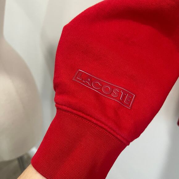 Lacoste Sport Red Sweatshirt M Men’s Crewneck Logo Graphic Athletic Streetwear - Picture 5 of 8